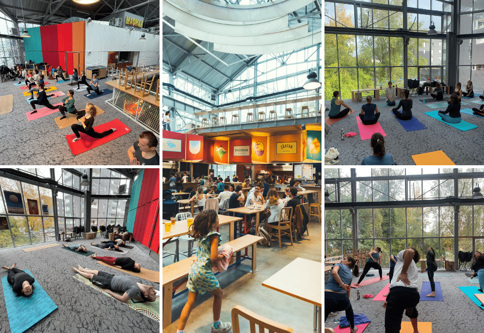 Séances de Yoga dynamique au Magmaa Food Hall sur l'île de Nantes